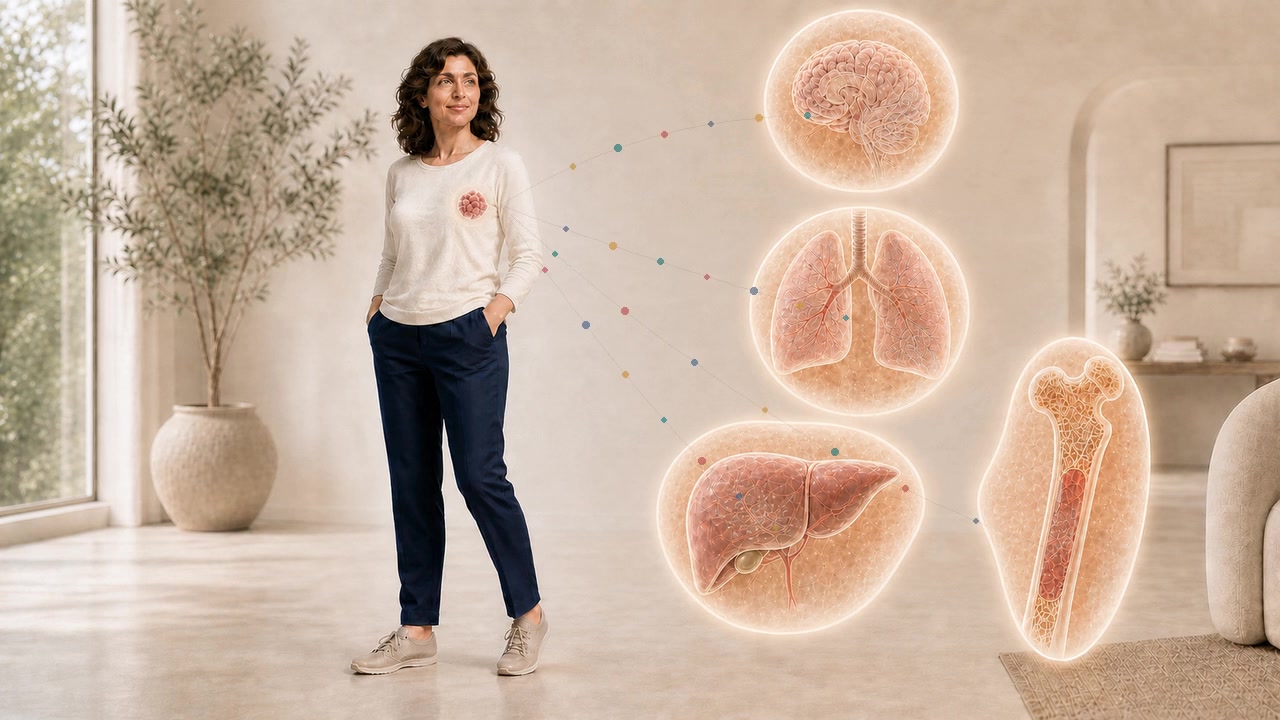 Señales conceptuales del tumor primario que alcanzan zonas localizadas de órganos distantes